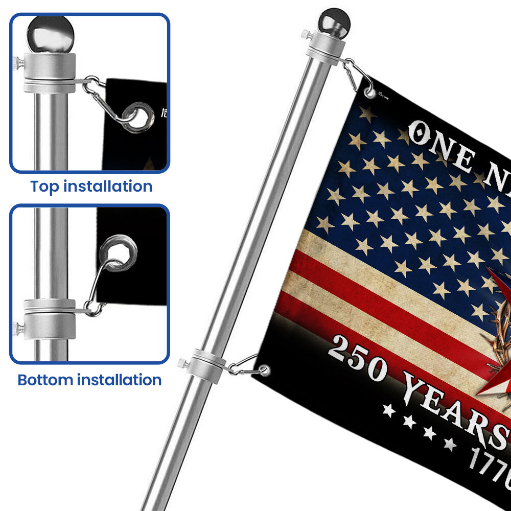 One Nation Under God Patriotic 250 Years Flag, American 1776 2026 Grommet Flag