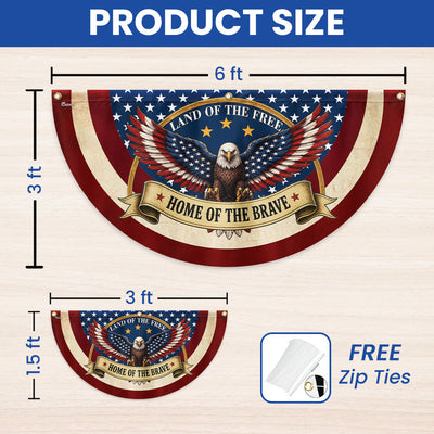 Land of the Free Home of the Brave Patriotic Fan Flag, American Bunting Flag Decor for 4th July