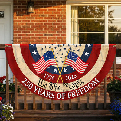 Patriotic American Fan Flag, 250 Years of Freedom We The People 1776 2026 Flag Decor