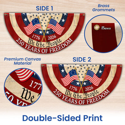 Patriotic American Fan Flag, 250 Years of Freedom We The People 1776 2026 Flag Decor