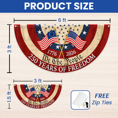 Patriotic American Fan Flag, 250 Years of Freedom We The People 1776 2026 Flag Decor