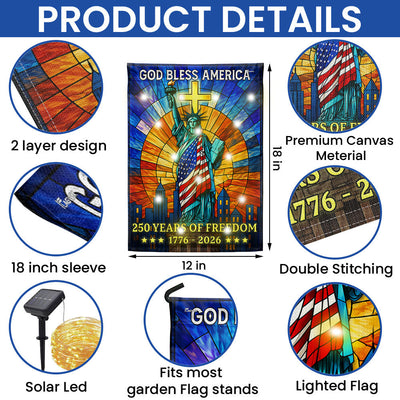 250 Years of Freedom Solar Led Flag, Liberty 1776 2026 American Independence Day Flag Decor