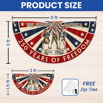 The Spirit of '76 American Bunting Flag, 250 Years of Freedom 1776 2026 Fan Flag