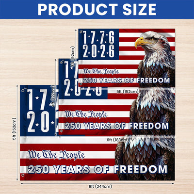 We The People 250 Years of Freedom Flag, 1776 2026 American Grommet Flag Decor