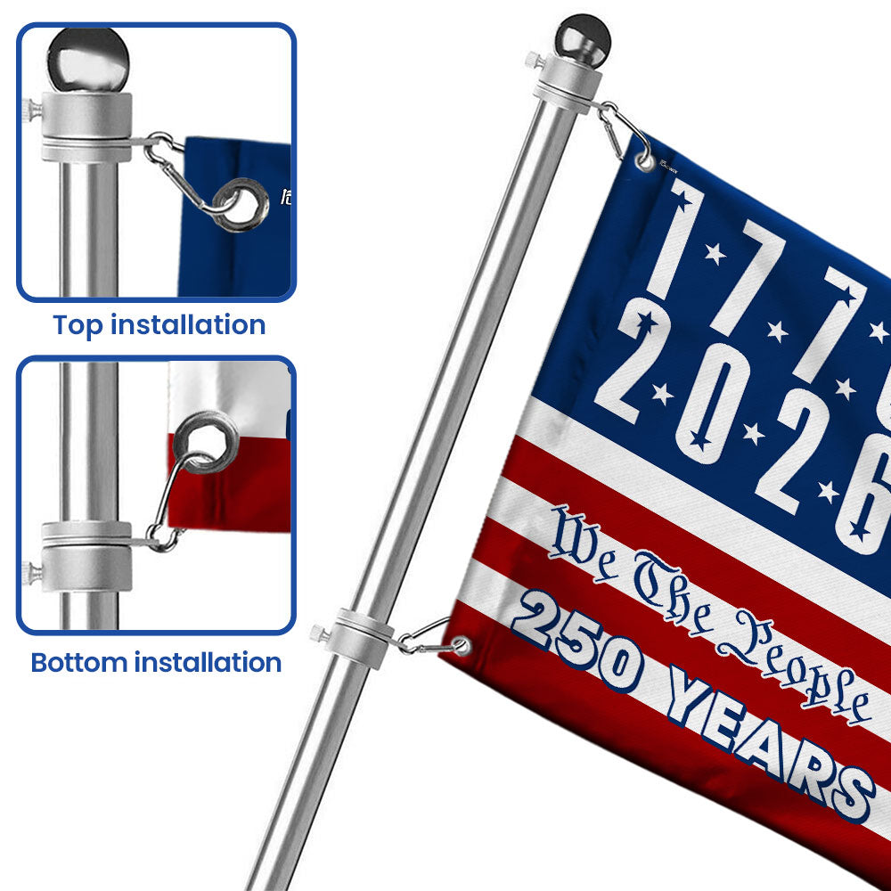 We The People 250 Years of Freedom Flag, 1776 2026 American Grommet Flag Decor