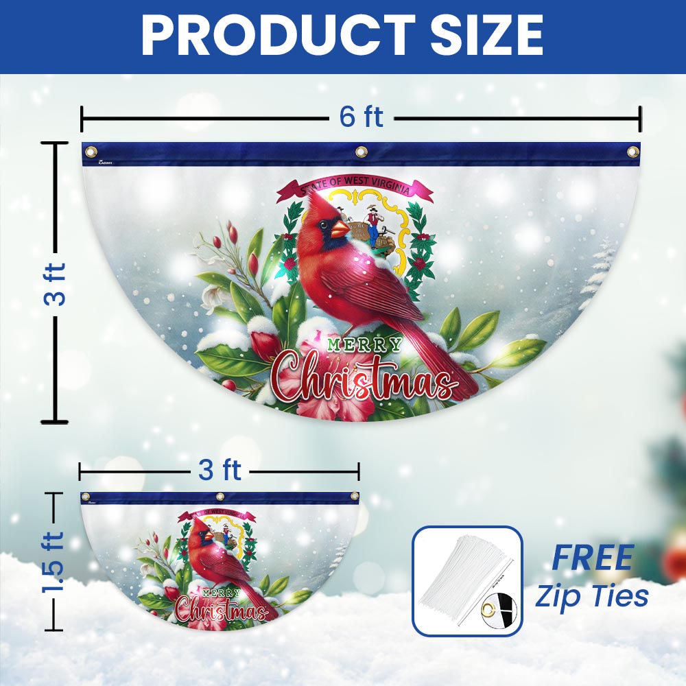 West Virginia Cardinal Christmas Solar Led Fan Flag