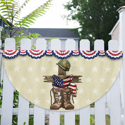 Memorial Day Veteran Patriotic Non-Pleated Fan Flag