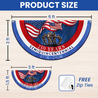 Flagwix American Flag - USA 250th Anniversary Semiquincentennial Non-Pleated Fan Flag