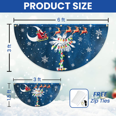 South Carolina Christmas Fan Flag - Santa & Palm Tree Non-Pleated Décor  - 3-Day Shipping