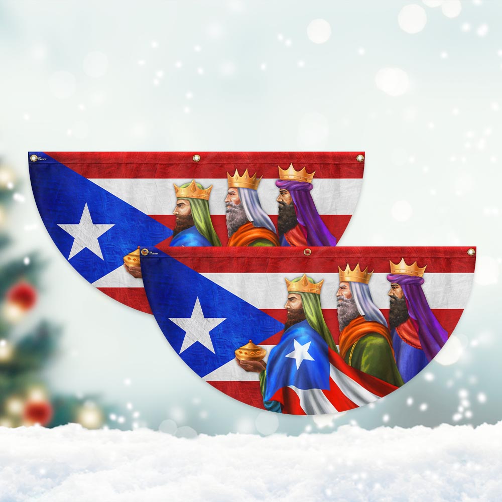 Three Kings Three Wise Men Puerto Rico Epiphany Feliz dia de Reyes Non-Pleated Fan Flag