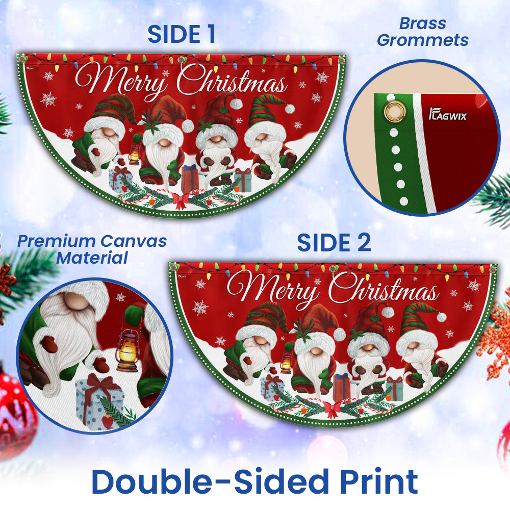 Merry Christmas Gnomes Non-Pleated Fan Flag