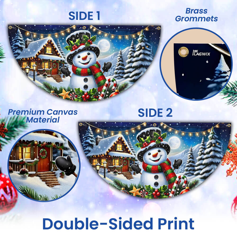 Snowman Winter Christmas Non-Pleated Fan Flag