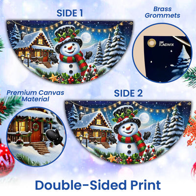 Snowman Winter Christmas Non-Pleated Fan Flag