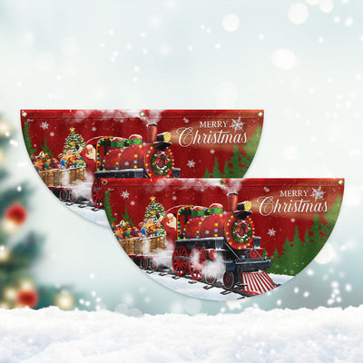 Christmas Santa Train Santa Claus Non-Pleated Fan Flag