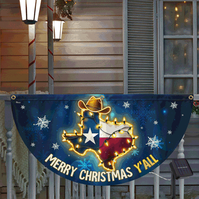Texas Merry Christmas Y'all Solar LED Fan Flag