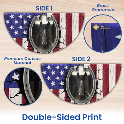 Flagwix American Flag - Happy 4th of july, Christian Patriotic Horse American Non-Pleated Fan Flag