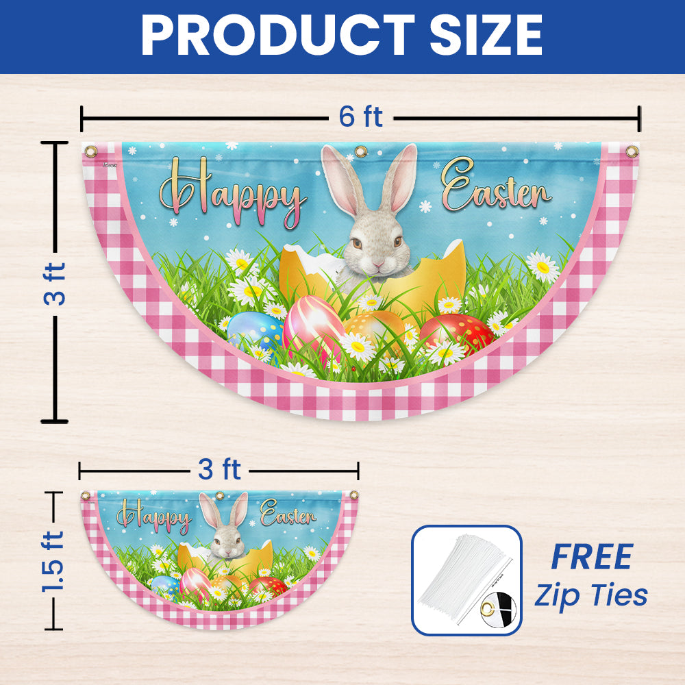 Happy Easter Rabbit Bunny Egg Non-Pleated Fan Flag