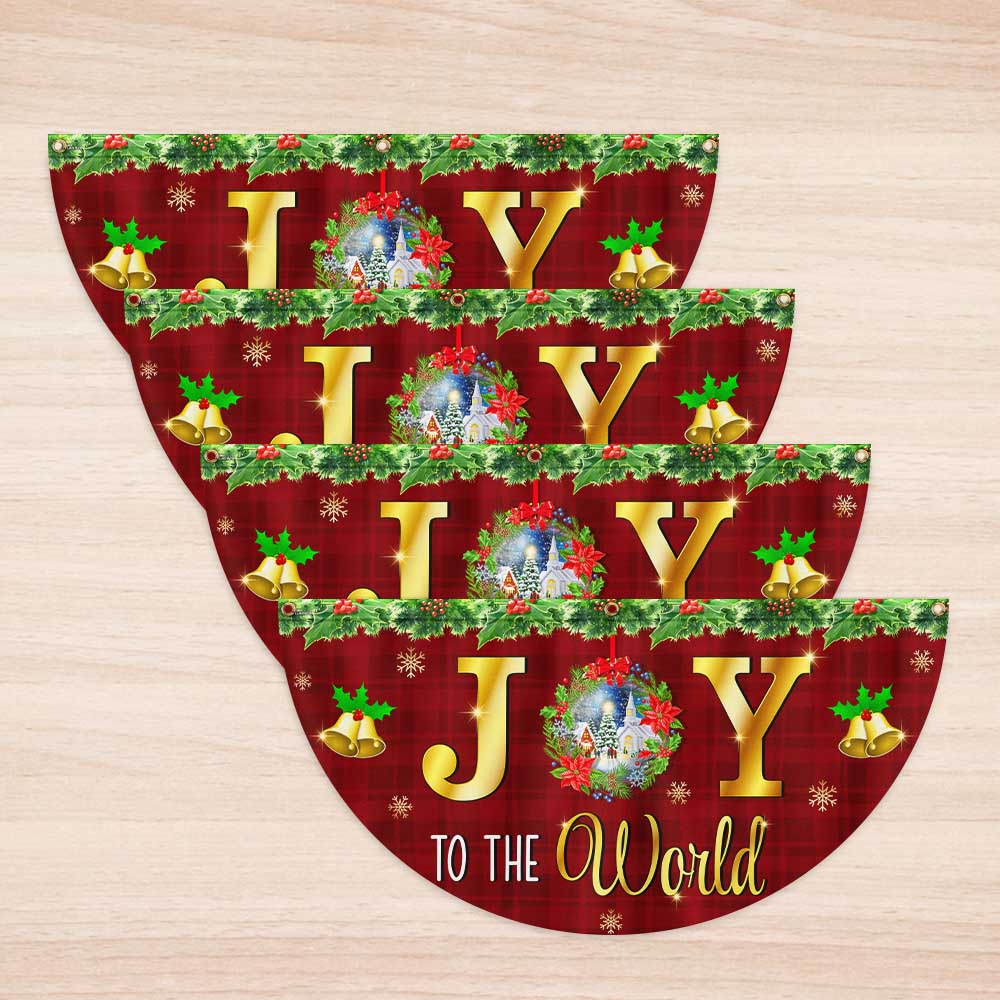 Joy to the World Christmas Fan Flag - Non-Pleated Holiday Décor & Gift
