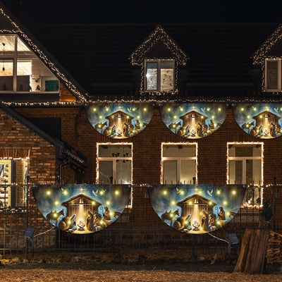 Nativity Of Jesus Holy Night Christmas Solar Led Fan Flag