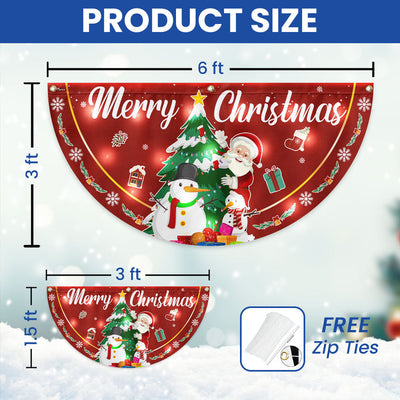 Merry Christmas Santa Claus and Snowman Solar Led Fan Flag