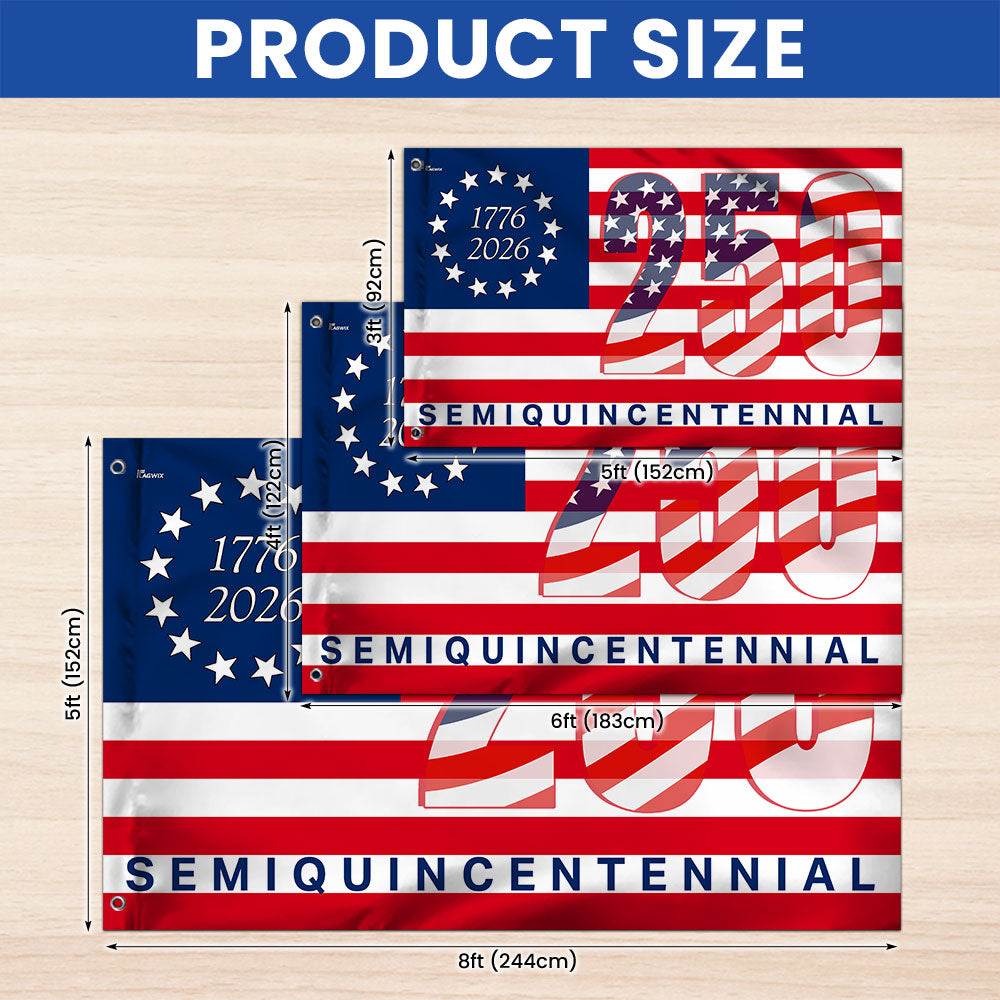 America 250th Anniversary United States Semiquincentennial 1776 2026 Patriotic Grommet Flag 3-Day Shipping
