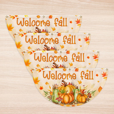 Fall Welcome Autumn Harvest Pumpkins Welcome Fall Non-Pleated Fan Flag