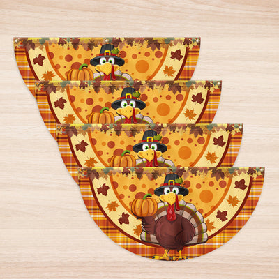 Thanksgiving Turkey Fall Non-Pleated Fan Flag