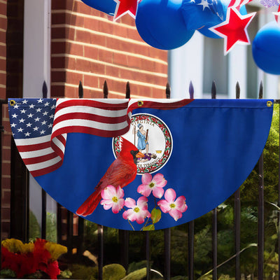 Virginia State Cardinal and Dogwood Flower Non-Pleated Fan Flag 3-Day Shipping