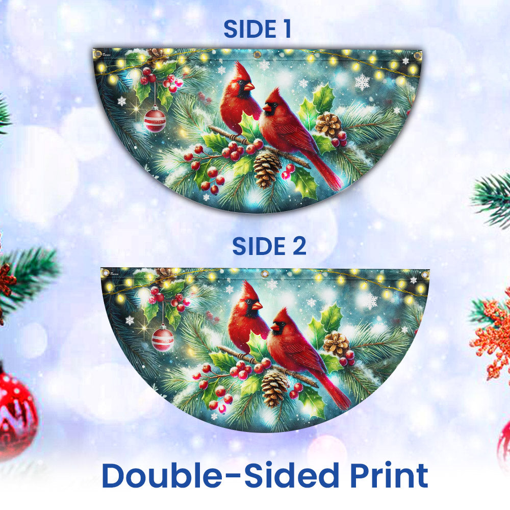 Cardinal Christmas Winter Red Bird Xmas Solar LED Fan Flag
