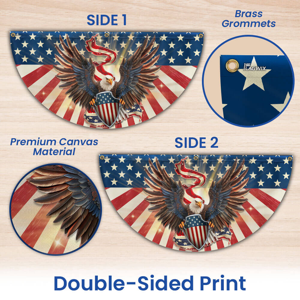 Flagwix American Flag - Patriotic Eagle American Non-Pleated Fan Flag Bunting