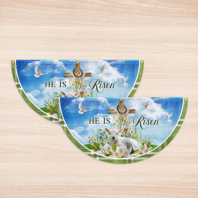 Easter Day Lamb Christian Cross He Is Risen Non-Pleated Fan Flag