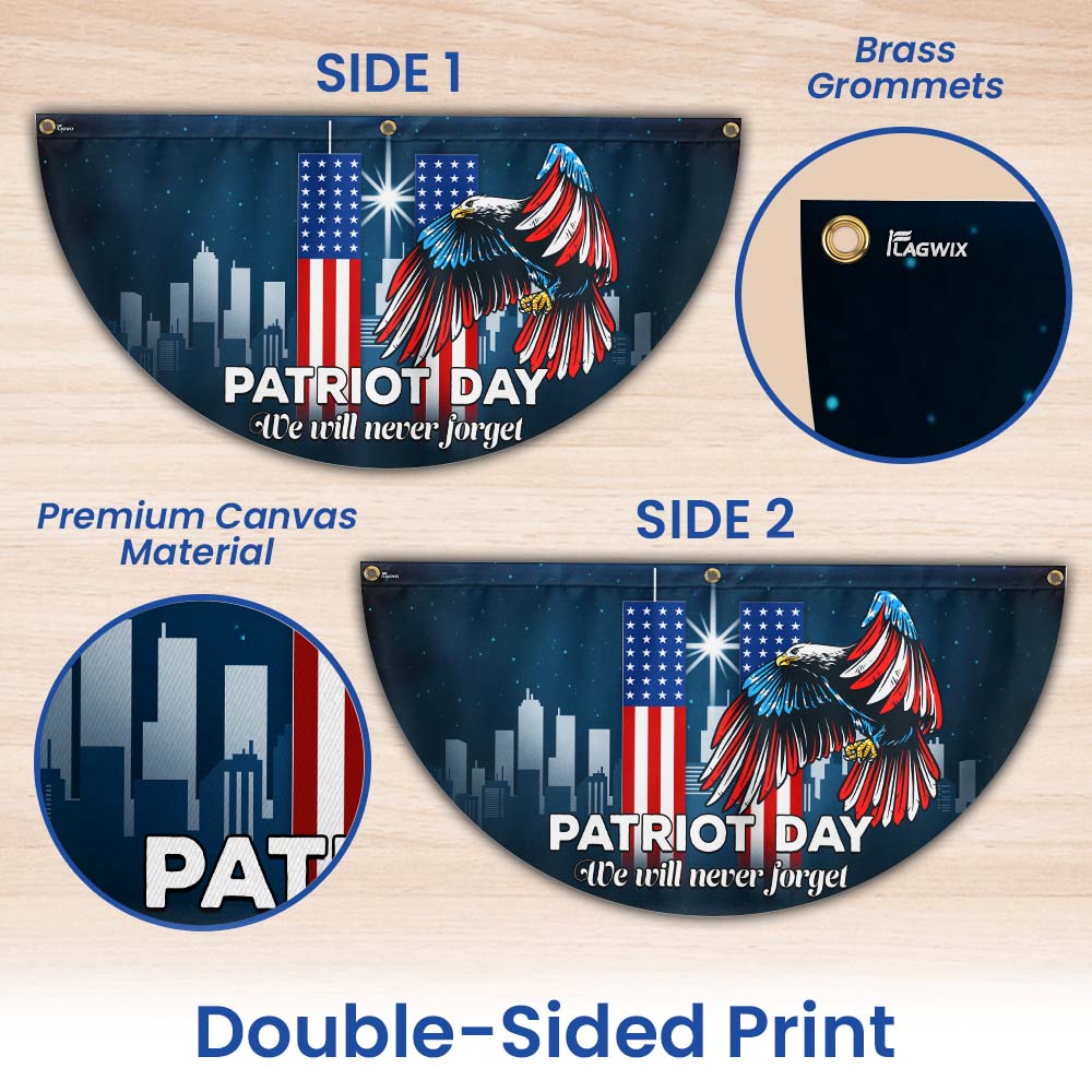Patriot Day 9/11 Eagle We Will Never Forget Non-Pleated Fan Flag
