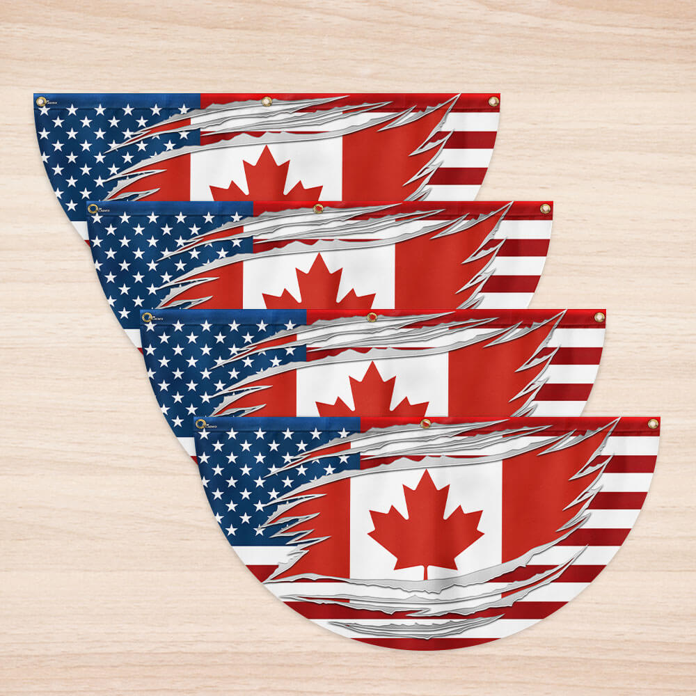 Canada US Friendship Canadian American Non-Pleated Fan Flag