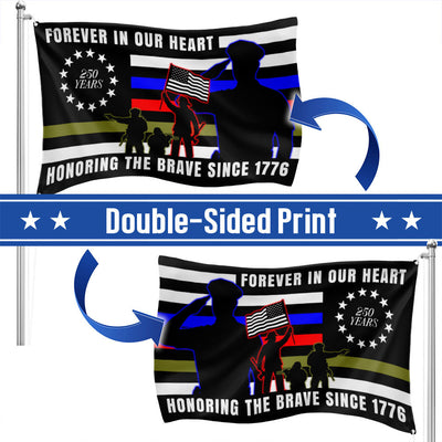 Forever in Our Heart 250 Years Flag | Military Grommet Flag for Veterans Day