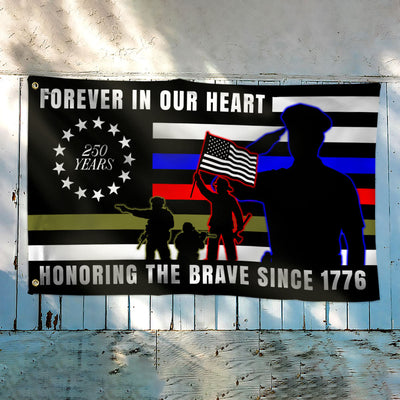 Forever in Our Heart 250 Years Flag | Military Grommet Flag for Veterans Day