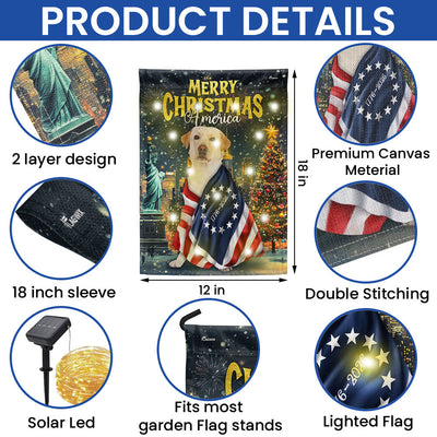 Labrador Retriever Flag | 250th Merry Christmas America Solar Led Flag
