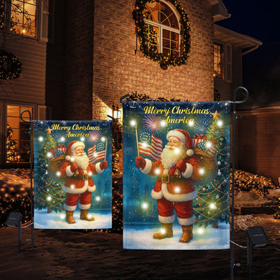 Christmas Santa Flag | 1776-2026 Merry Christmas America Solar Led Flag