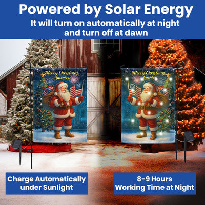 Christmas Santa Flag | 1776-2026 Merry Christmas America Solar Led Flag