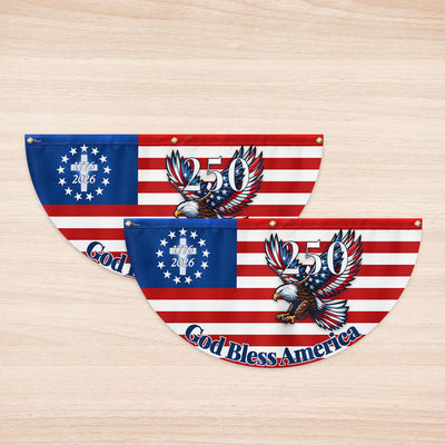 Jesus Cross Flag | 250th Patriot Eagle God Bless America Fan Flag