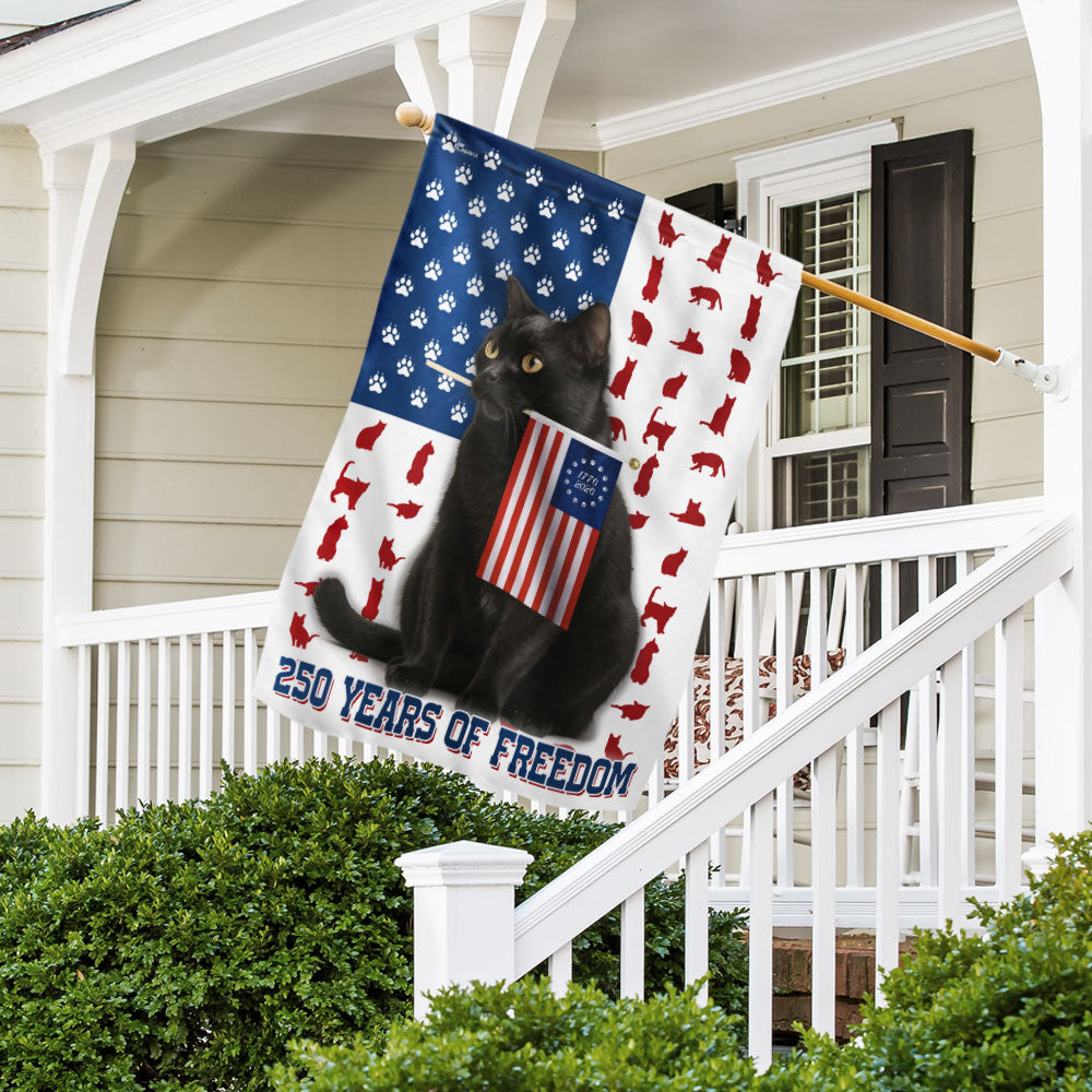 250 Years of Freedom Bombay Flag | Patriotic Bombay Cat Holding US Flag