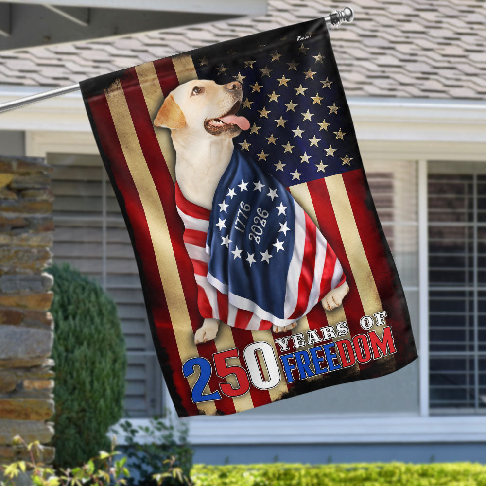 250 Years of Freedom Flag | Labrador Retriever Wrapped in Glory US Flag