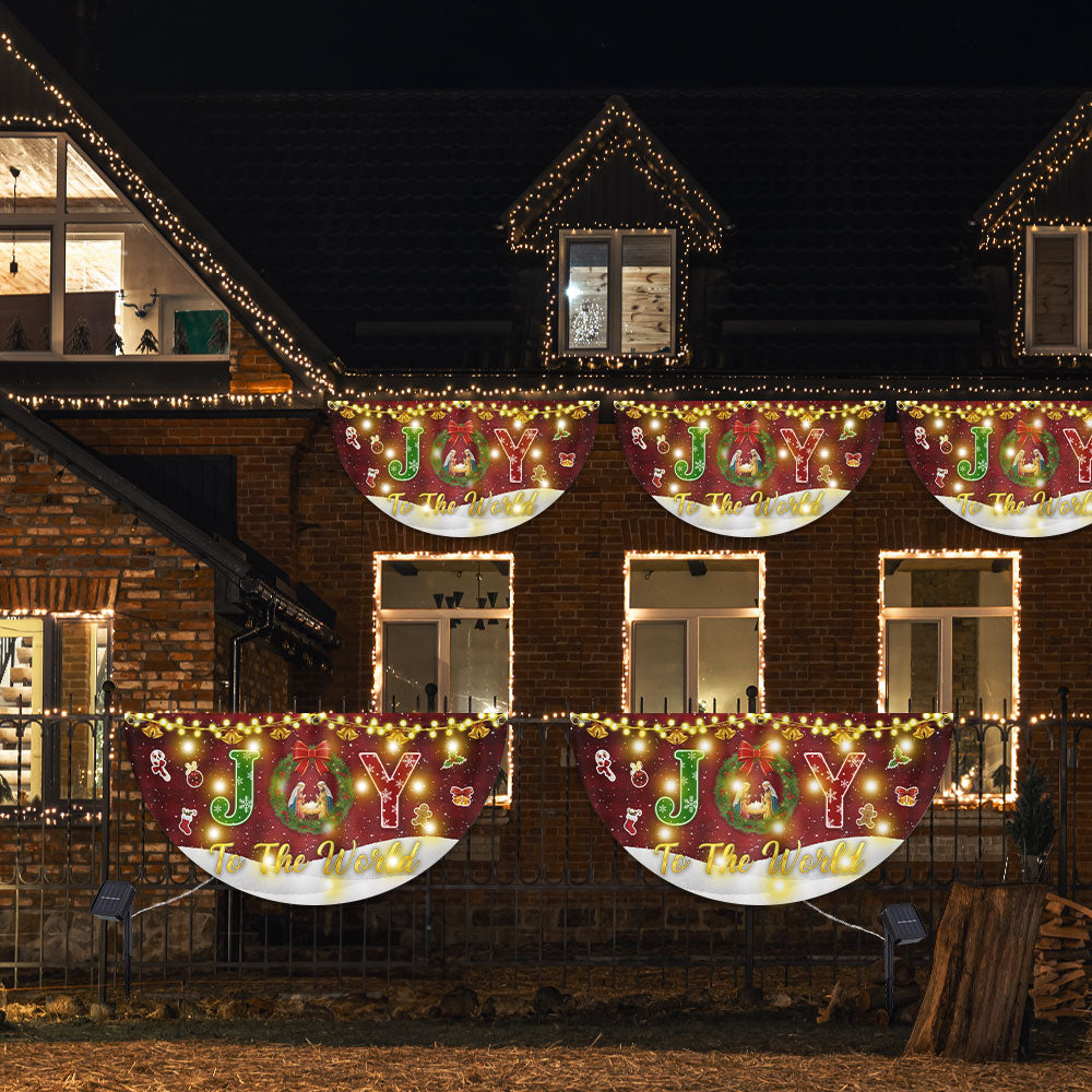 Joy To The World Flag | Nativity Of Jesus Christmas Solar Led Fan Flag