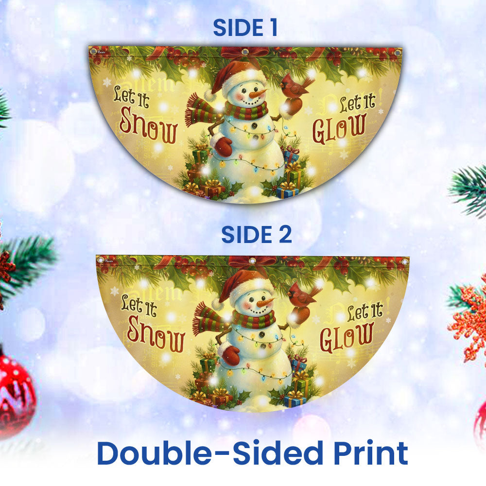 Let It Snow Christmas Flag | Snowman with Cardinal Solar LED Fan Flag