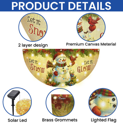 Let It Snow Christmas Flag | Snowman with Cardinal Solar LED Fan Flag