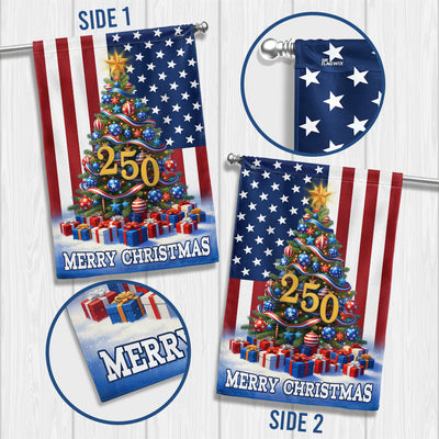 Merry Christmas Flag | Christmas Tree for 250th Celebration US Flag