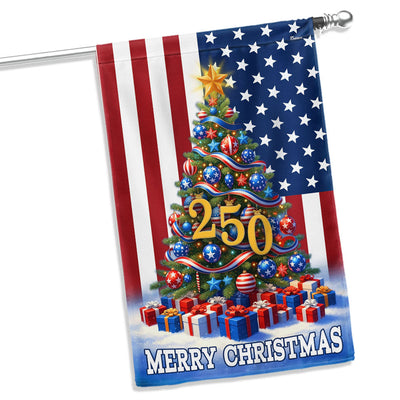 Merry Christmas Flag | Christmas Tree for 250th Celebration US Flag