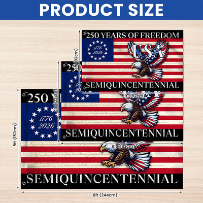 250 Years Of Freedom Flag | USA Bald Eagle Patriotic 250th Grommet Flag