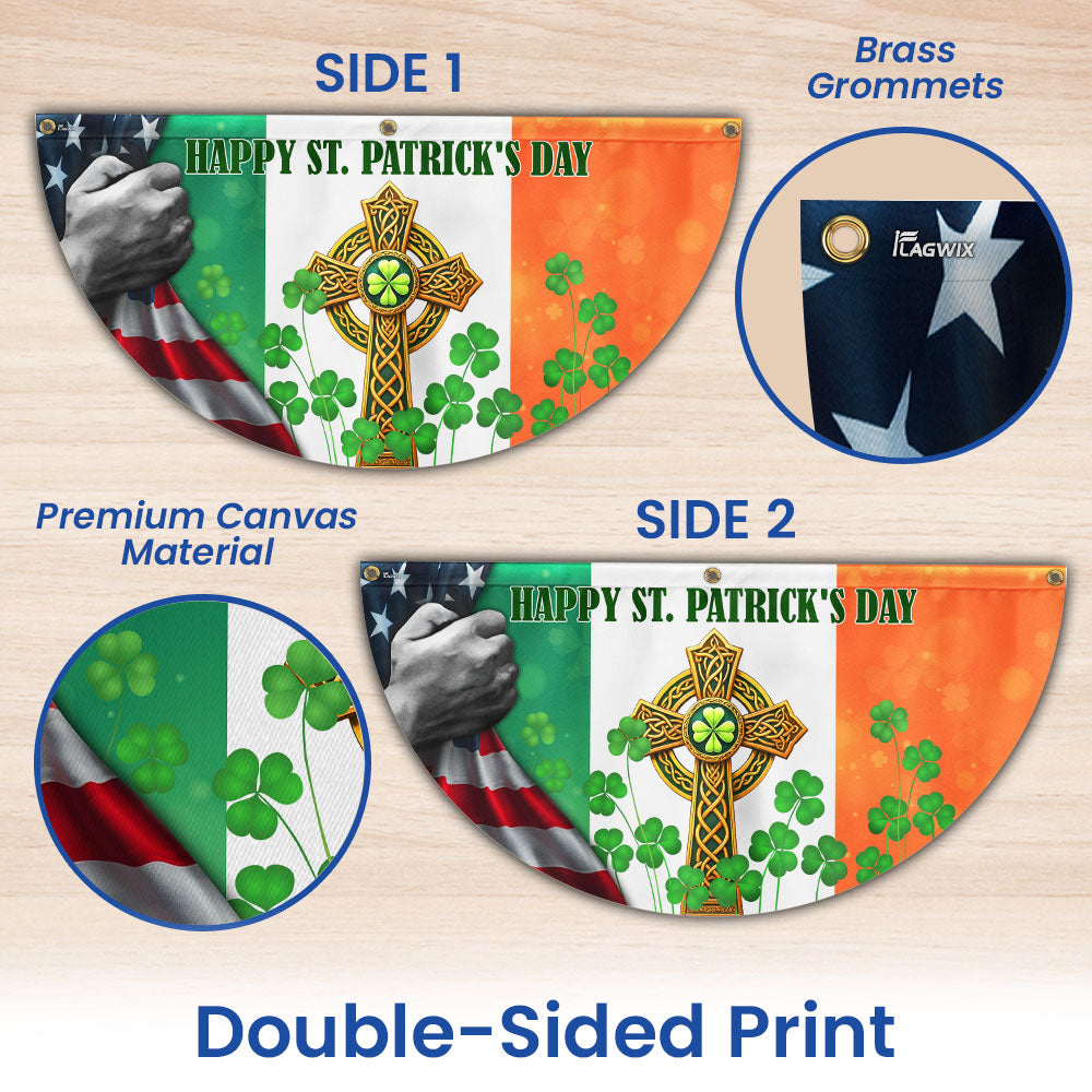 Irish Shamrock Cross Flag | Happy St. Patrick's Day American Fan Flag