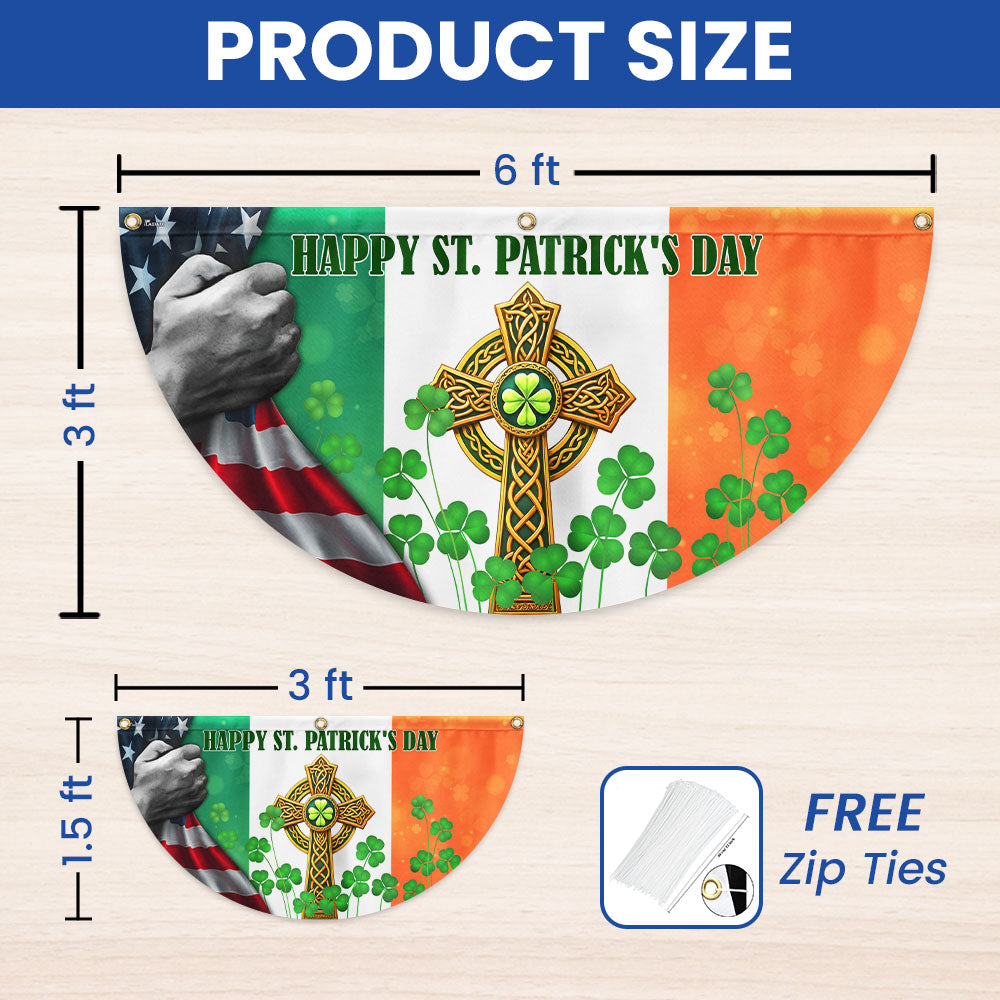 Irish Shamrock Cross Flag | Happy St. Patrick's Day American Fan Flag