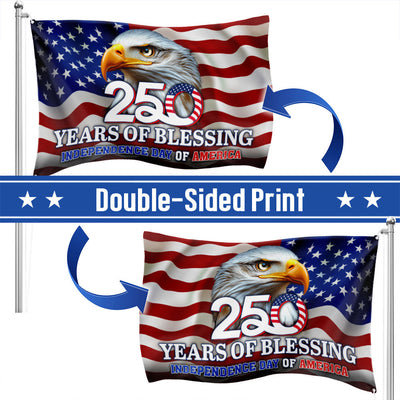 250 Years of Blessing Flag, Eagle Independence Day of America US Grommet Flag